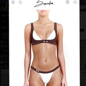 Bamba Swim Bandit Set in White/Brown